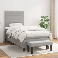 Prolenta Maison Exclusive - Base de cama con somier y colchón, color gris claro, 90x200 cm, tejido