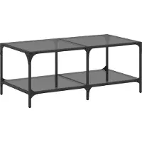 Syfax Mesa de centro superficie de vidrio acero negra 98,5x50x40 cm