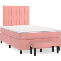 Syfax Cama box spring con colchón terciopelo rosa 120x200 cm