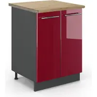 Vicco Mueble bajo de cocina Fame-Line Rojo Burdeos alto brillo 60 cm , ET Roble, Model 45828