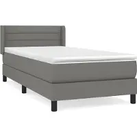 Syfax Cama box spring con colchón tela gris oscuro 100x200 cm