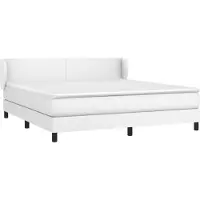 Syfax Cama box spring con colchón cuero sintético blanco 180x200 cm