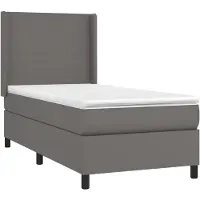 Syfax Cama box spring con colchón cuero sintético gris 100x200 cm