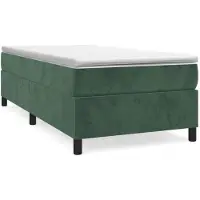 Syfax Cama box spring con colchón terciopelo verde oscuro 90x200 cm