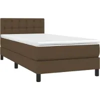 Syfax Cama box spring con colchón tela marrón oscuro 90x190 cm