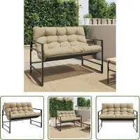 The Living Store Banco de jardín con cojín, color taupe, de la marca Living Store, con dimensiones de 113 cm, fabricado en acero
