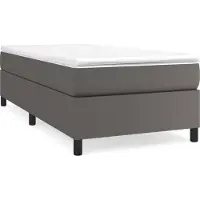 Syfax Cama box spring con colchón cuero sintético gris 90x190 cm