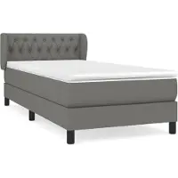 Syfax Cama box spring con colchón tela gris oscuro 90x200 cm