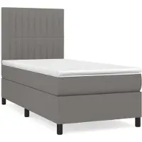 Syfax Cama box spring con colchón tela gris oscuro 80x200 cm