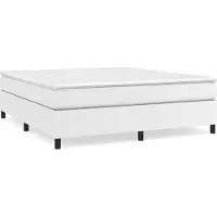 Syfax Cama box spring con colchón cuero sintético blanco 160x200 cm