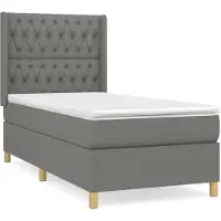 Syfax Cama box spring con colchón tela gris oscuro 90x190 cm