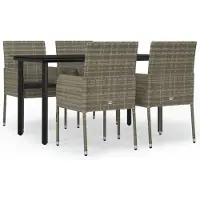 Syfax Set comedor jardín 5 pzas y cojines ratán sintético negro gris