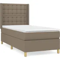 Syfax Cama box spring con colchón tela gris taupe 90x190 cm