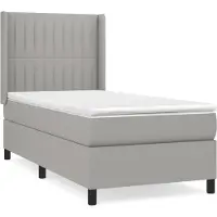 Syfax Cama box spring con colchón tela gris claro 90x190 cm