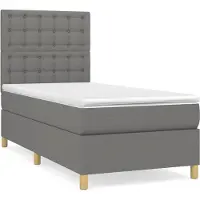 Syfax Cama box spring con colchón tela gris oscuro 90x190 cm