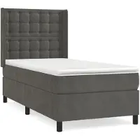 Syfax Cama box spring con colchón terciopelo gris oscuro 80x200 cm
