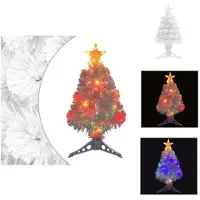vidaXL Árbol de Navidad artificial con iluminación, blanco, 64 cm, fibra óptica - Árboles de Navidad