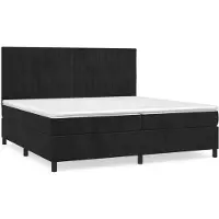 Syfax Cama box spring con colchón terciopelo negro 200x200 cm