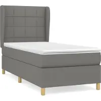 Syfax Cama box spring con colchón tela gris oscuro 100x200 cm
