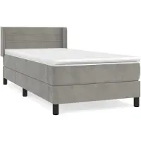 Syfax Cama box spring con colchón terciopelo gris claro 90x190 cm