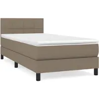 Syfax Cama box spring con colchón tela gris taupe 90x200 cm