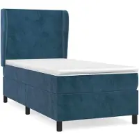 Syfax Cama box spring con colchón terciopelo azul oscuro 100x200 cm