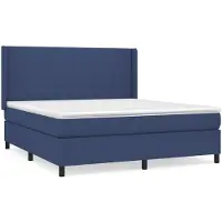 Syfax Cama box spring con colchón tela azul 160x200 cm