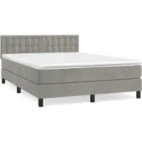 Syfax Cama box spring con colchón terciopelo gris claro 140x200 cm