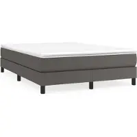 Syfax Cama box spring con colchón cuero sintético gris 140x200 cm