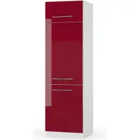 Vicco Armario para frigorífico empotrado Fame-Line Rojo Burdeos alto brillo 60 cm, Model 34807