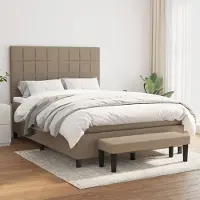 Prolenta Maison Exclusive: Base de cama con somier y colchón, color taupe, 140x200 cm, tapizado en tela