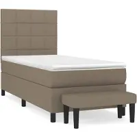 vidaXL Cama con somier y colchón de la marca , color taupe, dimensiones 100x200 cm, tapizada en tela