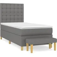 Syfax Cama box spring con colchón tela gris oscuro 90x190 cm
