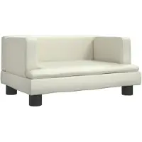 Syfax Cama para perros de cuero sintético crema 60x40x30 cm