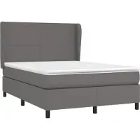 Syfax Cama box spring con colchón cuero sintético gris 140x200 cm
