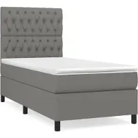 Syfax Cama box spring con colchón tela gris oscuro 90x190 cm
