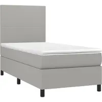 Syfax Cama box spring con colchón tela gris claro 90x190 cm