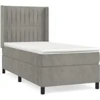 Syfax Cama box spring con colchón terciopelo gris claro 80x200 cm