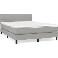 Syfax Cama box spring con colchón tela gris claro 140x200 cm