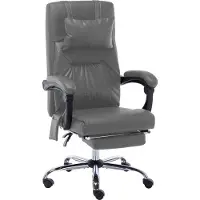 vidaXL Silla de oficina con masaje, color antracita, tapizada en cuero sintético - Silla de oficina - Sillas de oficina - Silla de oficina con masaje - Sillas de oficina con masaje