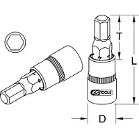 Ks Tools 918.1633, Llave de vaso, 1/2", métrica, 1 cabeza, 24 mm, acero cromo vanadio