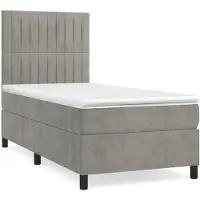 Syfax Cama box spring con colchón terciopelo gris claro 80x200 cm