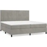 Syfax Cama box spring con colchón terciopelo gris claro 200x200 cm