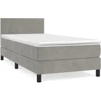 Syfax Cama box spring con colchón terciopelo gris claro 90x190 cm
