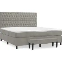 Syfax Cama box spring con colchón terciopelo gris claro 180x200 cm