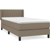 Syfax Cama box spring con colchón tela gris taupe 100x200 cm