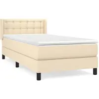 Syfax Cama box spring con colchón tela color crema 80x200 cm