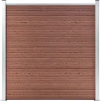 vidaXL Juego de vallas de WPC, 8 paneles rectangulares + 1 panel inclinado, 1484 x 186 cm, color marrón