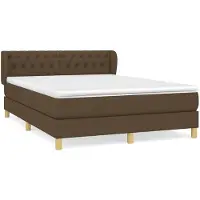 Syfax Cama box spring con colchón tela marrón oscuro 140x190 cm