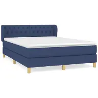 Syfax Cama box spring con colchón tela azul 140x200 cm